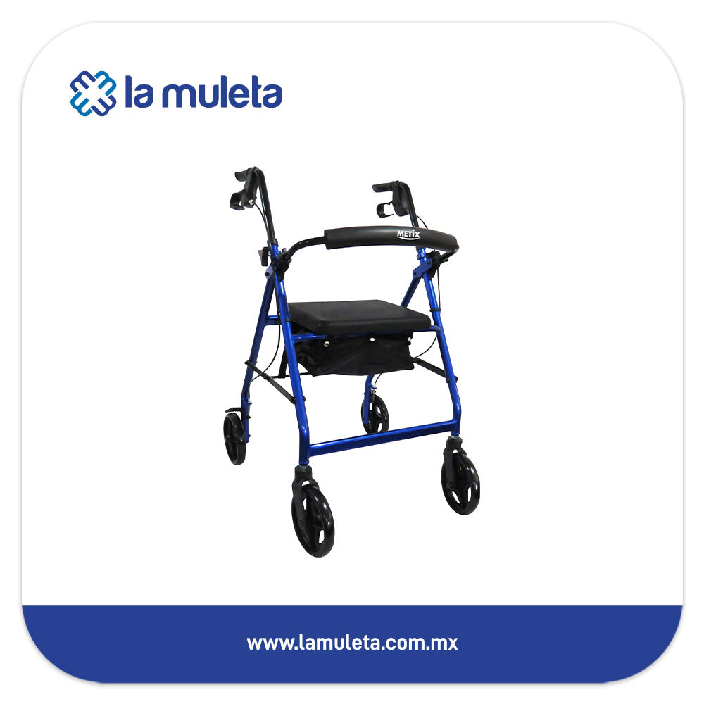 Andadera Rollator con Asiento y Bolsa Metix