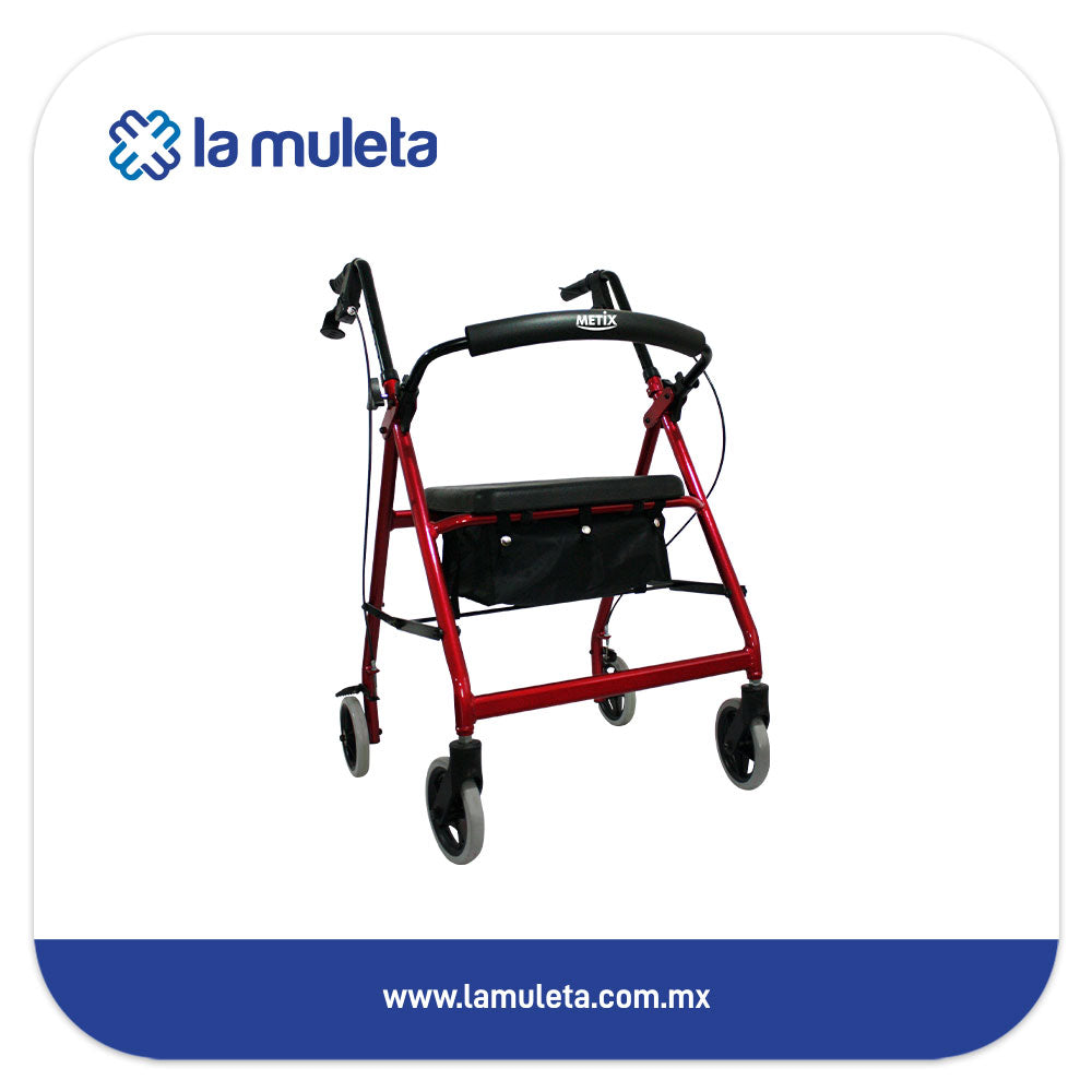 Andadera Rollator con Asiento y Bolsa Metix