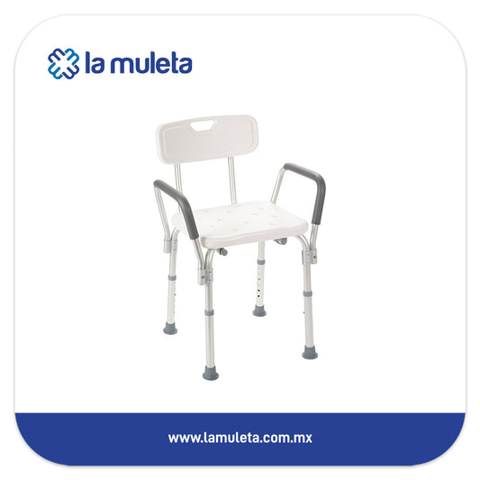 Banco para Ducha con Respaldo y Agarraderas Desmontables Metix